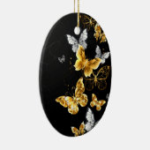 Goud en witte vlinders keramisch ornament (Rechts)