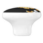 Goud en witte vlinders keramische knop (Zijkant)