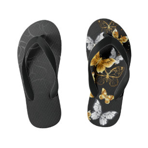 Goud en witte vlinders kinder teenslippers