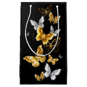 Goud en witte vlinders klein cadeauzakje (Voorkant)