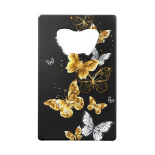 Goud en witte vlinders kredietkaart flessenopener
