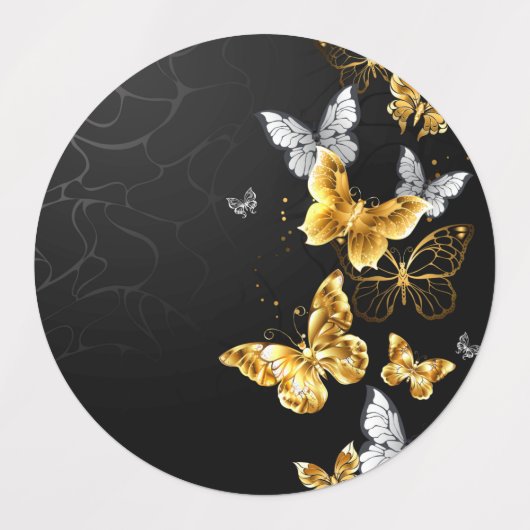 Goud en witte vlinders labels (Design 2)