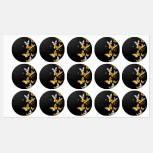 Goud en witte vlinders labels