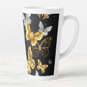 Goud en witte vlinders latte mok (Rechts)