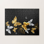 Goud en witte vlinders legpuzzel (Horizontaal)