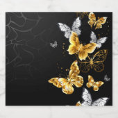 Goud en witte vlinders likeurfles etiket (Enkel label)