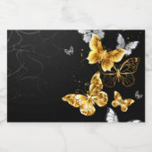 Goud en witte vlinders likeurfles etiket (Enkel label)