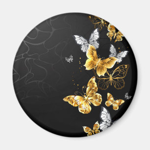 Goud en witte vlinders magneet