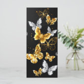 Goud en witte vlinders menu (Staand voorkant)