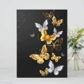 Goud en witte vlinders menu (Staand voorkant)