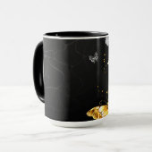 Goud en witte vlinders mok (Voorkant links)