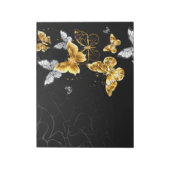 Goud en witte vlinders notitieblok (Gedraaid)