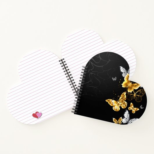 Goud en witte vlinders notitieboek (Binnen)