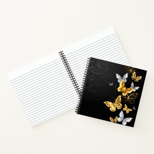 Goud en witte vlinders notitieboek (Binnen)
