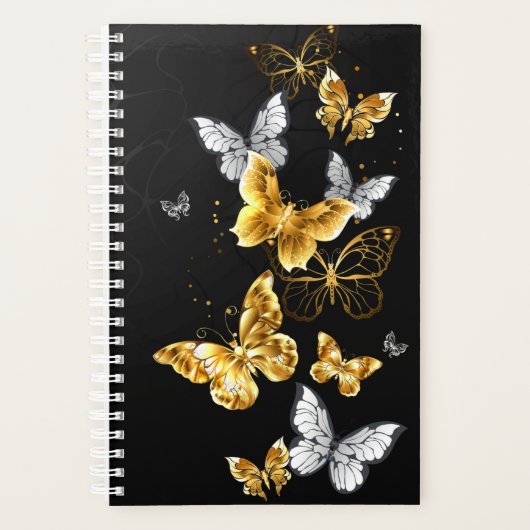 Goud en witte vlinders planner (Voorkant)