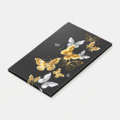 Goud en witte vlinders post-it® notes (Schuin)