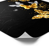 Goud en witte vlinders poster (Hoek)