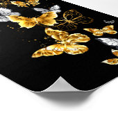 Goud en witte vlinders poster (Hoek)