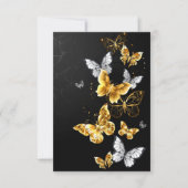 Goud en witte vlinders RSVP kaartje (Voorkant)