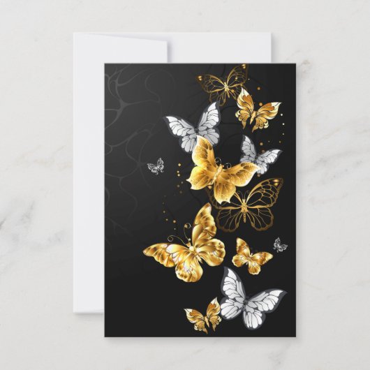 Goud en witte vlinders save the date (Voorkant)