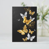 Goud en witte vlinders save the date (Staand voorkant)