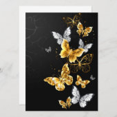 Goud en witte vlinders save the date (Voorkant / Achterkant)