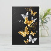 Goud en witte vlinders save the date (Staand voorkant)