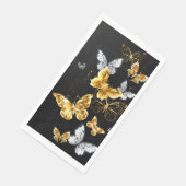 Goud en witte vlinders servet (Hoek)