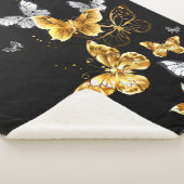 Goud en witte vlinders sherpa deken (3/4)