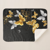 Goud en witte vlinders sherpa deken (Voorkant (horizontaal))