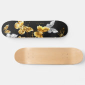Goud en witte vlinders skateboard (Horizontaal)