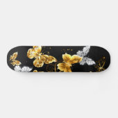 Goud en witte vlinders skateboard (Horizontaal)