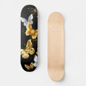 Goud en witte vlinders skateboard (Voorkant)