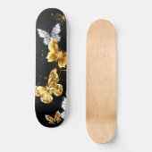 Goud en witte vlinders skateboard (Voorkant)