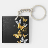 Goud en witte vlinders sleutelhanger (Achterkant)