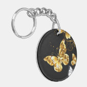 Goud en witte vlinders sleutelhanger (Voorkant Links)