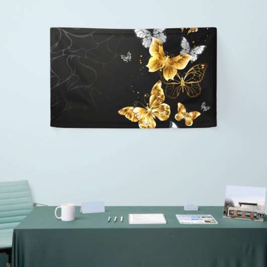 Goud en witte vlinders spandoek (Beurs)