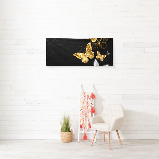 Goud en witte vlinders spandoek (Insitu)