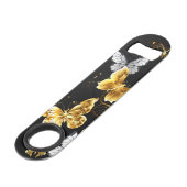 Goud en witte vlinders speed flessenopener (Voorkant Gekanteld)