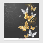 Goud en witte vlinders sticker (Vel)