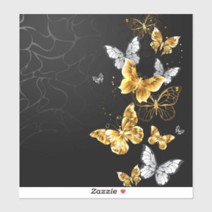 Goud en witte vlinders sticker