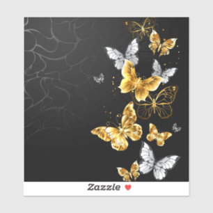 Goud en witte vlinders sticker