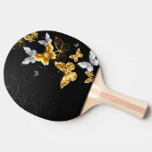 Goud en witte vlinders tafeltennisbatje (Zijkant)