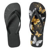 Goud en witte vlinders teenslippers (Voetbed)