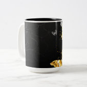 Goud en witte vlinders tweekleurige koffiemok (Voorkant links)
