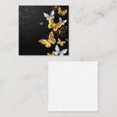 Goud en witte vlinders vierkante visitekaartje (Voorkant / Achterkant)