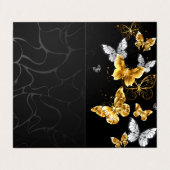 Goud en witte vlinders visitekaartjes (Buitenkant ongevouwen)