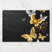 Goud en witte vlinders voedselcontainer etiket (Enkel label)