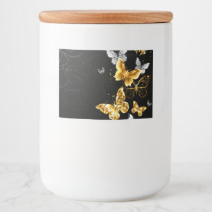 Goud en witte vlinders voedselcontainer etiket