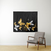 Goud en witte vlinders wandkleed (In Situ (horizontaal))